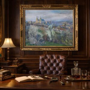 JAROSLAV ŠETELÍK, JARNÍ POHLED NA HRADČANY, OLEJ