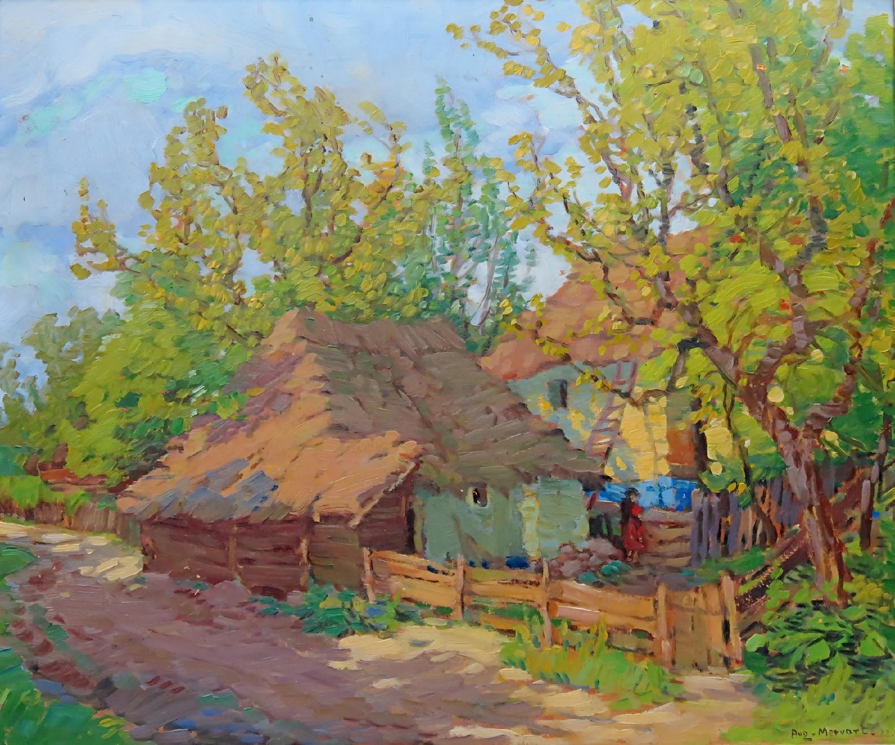 AUGUSTIN MERVART, VENKOVSKÉ STAVENÍ, OLEJ - Obrázek 3