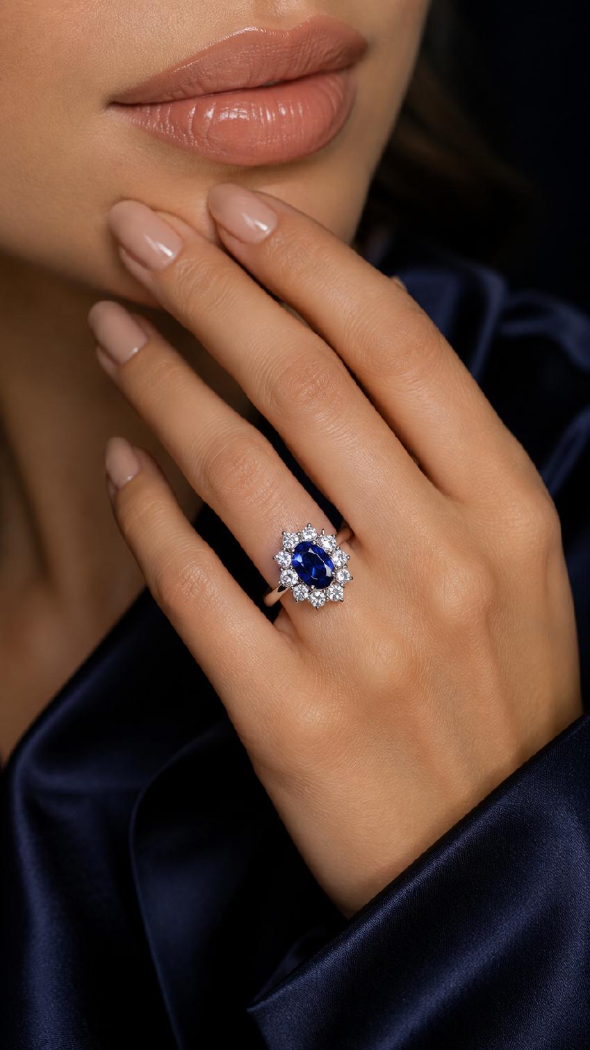 LUXUSNÍ PRSTEN SE SAFÍREM A DIAMANTY - Obrázek 2