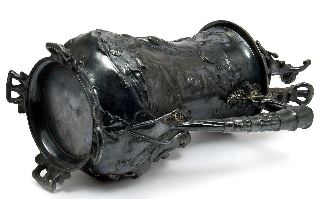 LUXUSNÍ FIGURÁLNÍ CÍNOVÝ KORBEL - SECESNÍ MISTROVSKÉ DÍLO, CCA 1900 - Obrázek 3